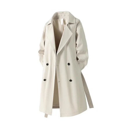 2025 Autumn Mens Long Coat American Streetwear Vintage Over Knee Trench Coat Casual Retro Waterproof Windbreaker