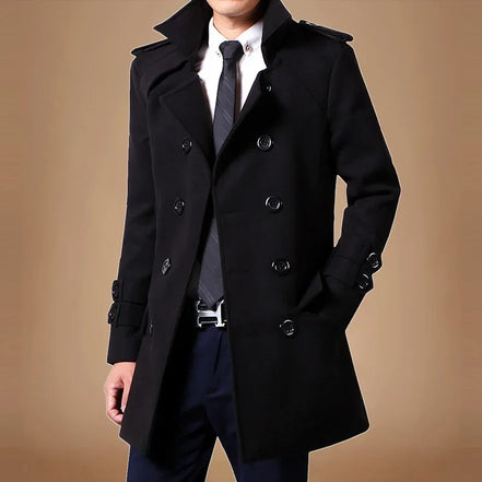 Men's Medium-length Woolen Overcoat 2023 Autumn Winter New Fleece-lined Thickened Trendy Flow Casual Scene