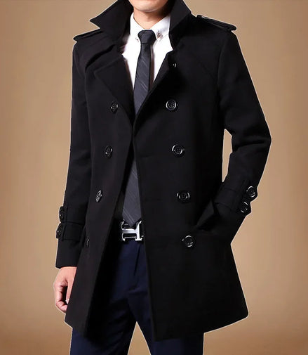 Men's Medium-length Woolen Overcoat 2023 Autumn Winter New Fleece-lined Thickened Trendy Flow Casual Scene