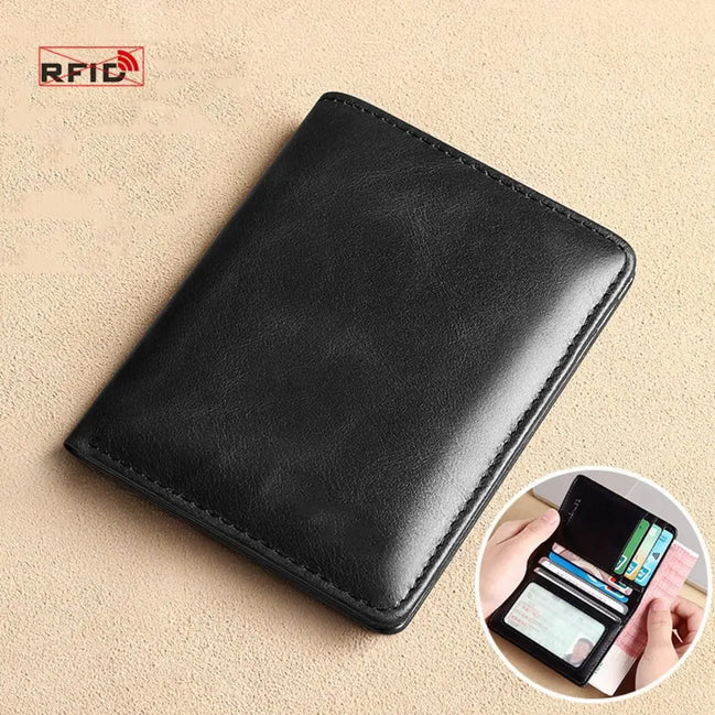 Vintage Leather Mini Wallets for Men RFID Card Holder Money Clip Slim Male  Purse Men's Wallet Bag