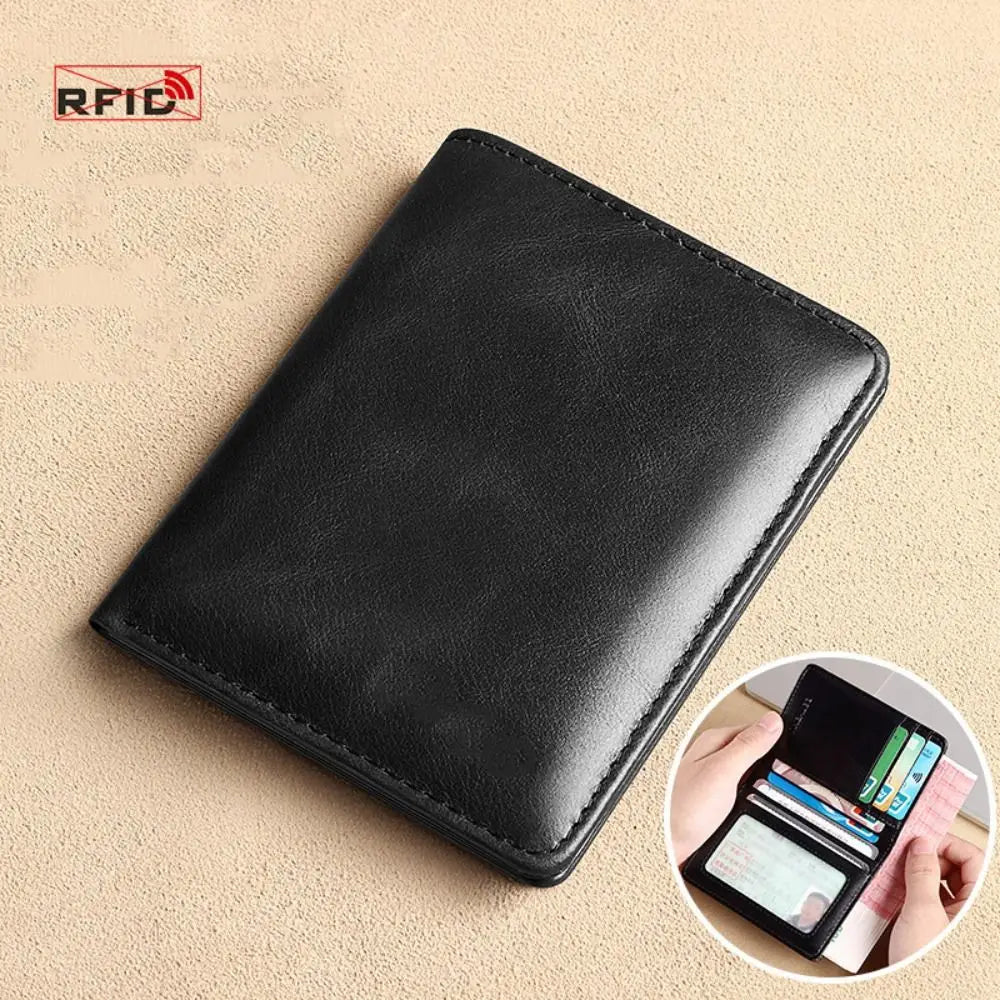 Vintage Leather Mini Wallets for Men RFID Card Holder Money Clip Slim Male  Purse Men's Wallet Bag