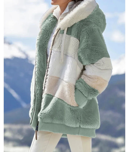 Oversized Jacket for Women Coat 2025 Autumn Winter Warm Plush Pocket Hooded Streetwear Loose Lady Zipper Cashmere Outerwear Coat