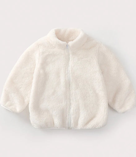 Solid Color Fashion Children Plush Coat Autumn Winter Warm Baby Girl Boy Casual Jacket Greatcoat Kids Clothing Toddler Outerwear