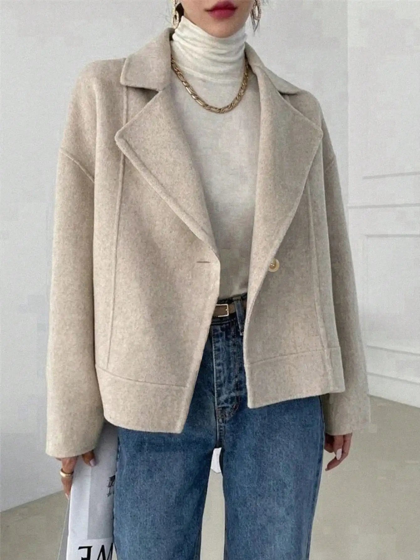 Women's Fall Winter Jacket Dress, Retro Simple Style Casual Full Match Cardigan, Ladies Autumn Winter, Fashionable Women's Cloth