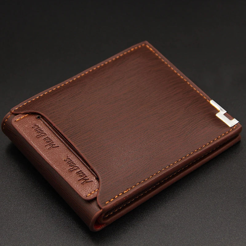 Men's Luxury PU Leather Wallet - Slim Short Card Holder, Designer Billfold Purse for Men (Portable & Stylish)