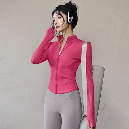 Slim Fit Short Waist-Cinching Running And Cycling Jacket Quick Dry Breathable Polyester Yoga Fitness Wear Women's Outerwear
