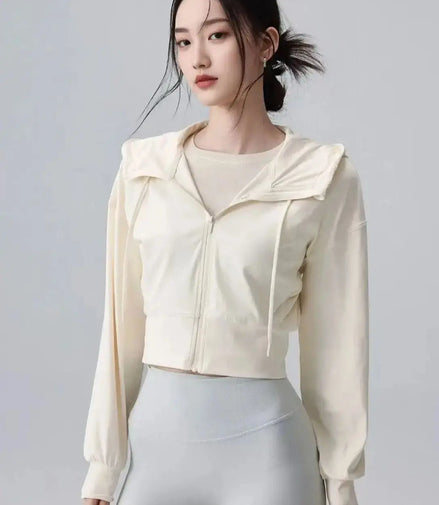 Hooded casual jacket women's outdoor loose sports jacket