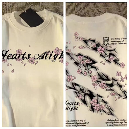 Lightning Petal Printed Short Sleeve T-Shirt Men's and Women's Loose High Street Street Trend Brand Clothes