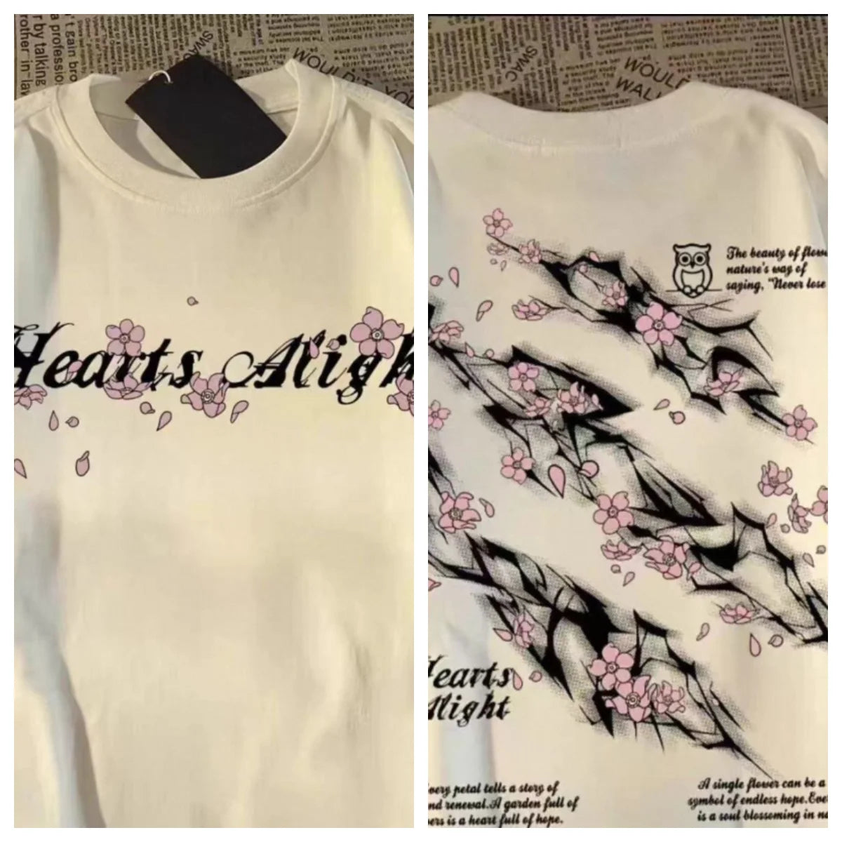 Lightning Petal Printed Short Sleeve T-Shirt Men's and Women's Loose High Street Street Trend Brand Clothes