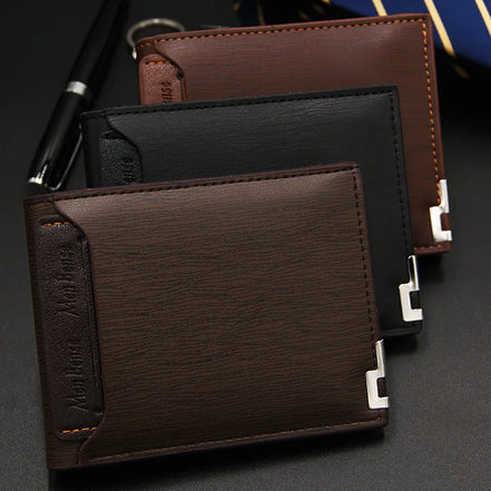 Men's Luxury PU Leather Wallet - Slim Short Card Holder, Designer Billfold Purse for Men (Portable & Stylish)