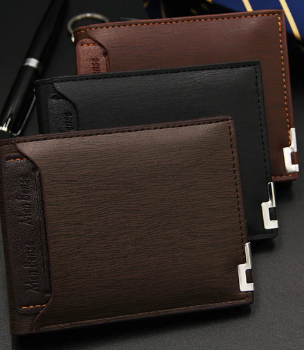 Men's Luxury PU Leather Wallet - Slim Short Card Holder, Designer Billfold Purse for Men (Portable & Stylish)