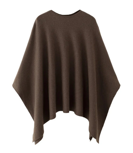ETJ 2025 women's new fashion oversized loose version of the round neck cape sweater solid color bat sleeve sweater