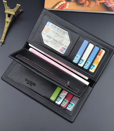 NEW Men Luxury PU Leather Wallet ID Credit Bank Card Holder Purse Checkbook Money Long Clutch Bifold Male Standard Wallets