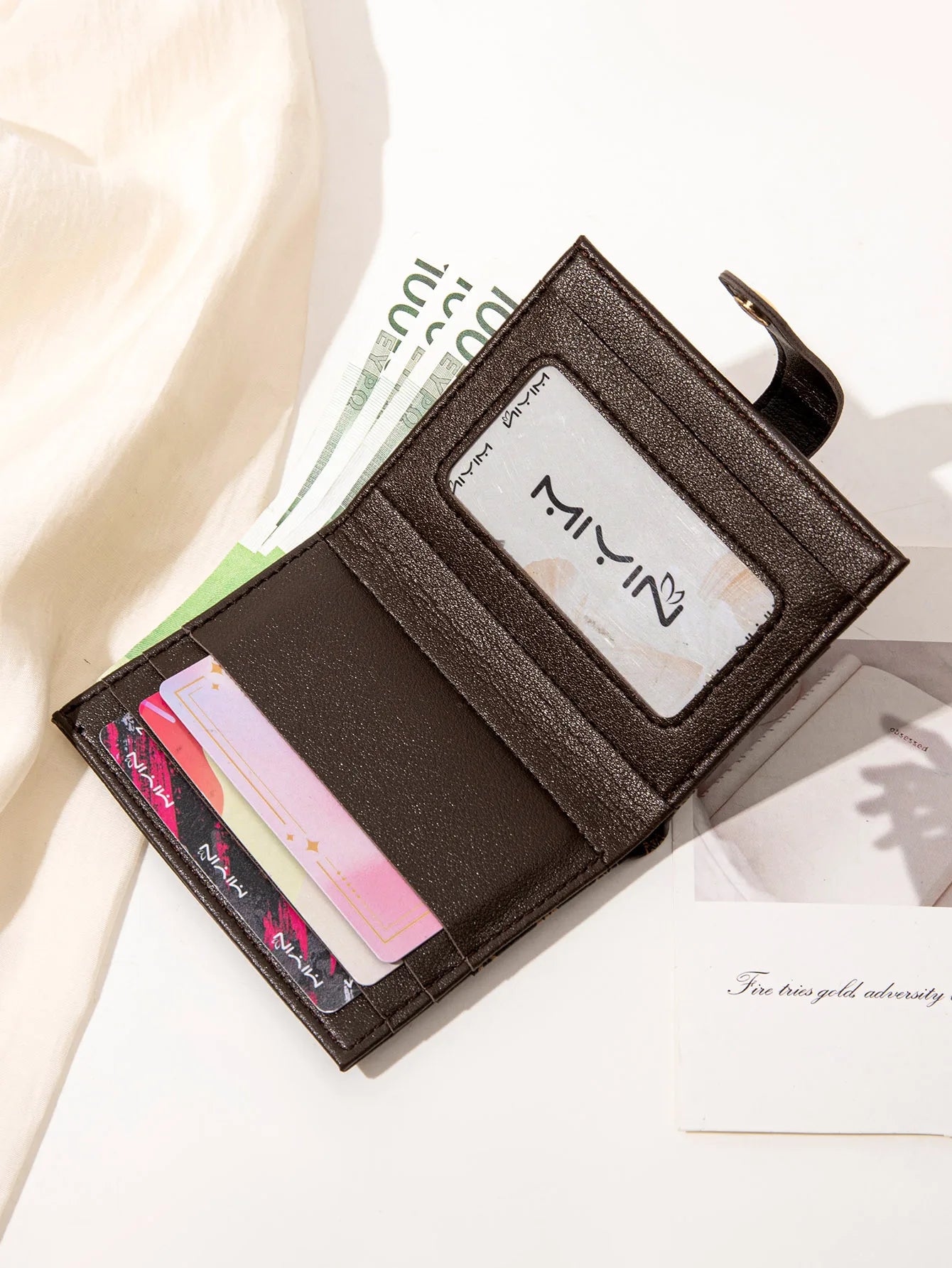 Luxury Classic Folding Wallet Small Lightweight Women's Wallet Retro Print Mini Card Holder Multi-function ID Card Coin Purse