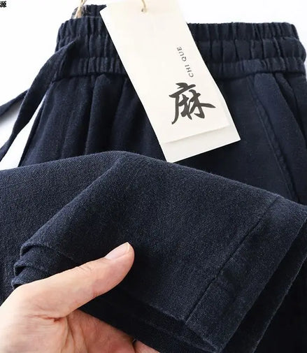 l Linen Cotton Linen Casual Straight Leg Pants Breathable Mungo Elastic ket Sle Lazy Feeling Trousers