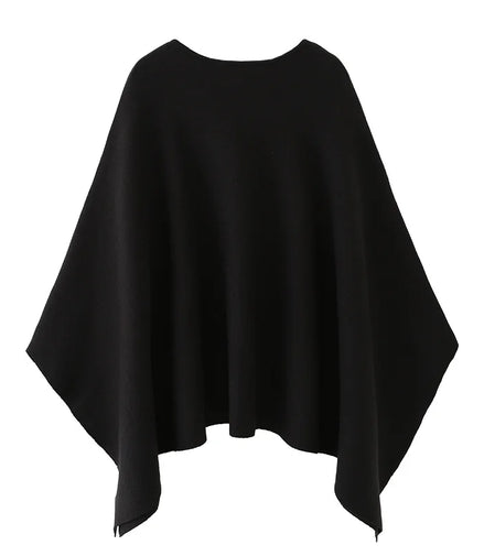 ETJ 2025 women's new fashion oversized loose version of the round neck cape sweater solid color bat sleeve sweater