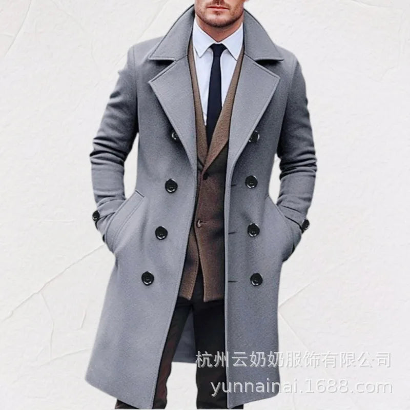 Fashionable Men's Woolen Coat Mid-Length Stylish Windbreaker Jacket in Various Colors And Sizes Urban Casual Winter Outerwear