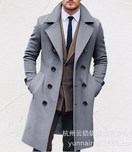 Fashionable Men's Woolen Coat Mid-Length Stylish Windbreaker Jacket in Various Colors And Sizes Urban Casual Winter Outerwear
