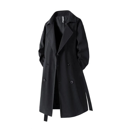 2025 Autumn Mens Long Coat American Streetwear Vintage Over Knee Trench Coat Casual Retro Waterproof Windbreaker