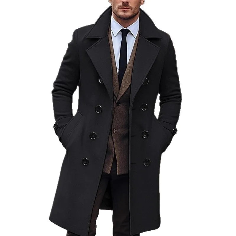 Fashionable Men's Woolen Coat Mid-Length Stylish Windbreaker Jacket in Various Colors And Sizes Urban Casual Winter Outerwear
