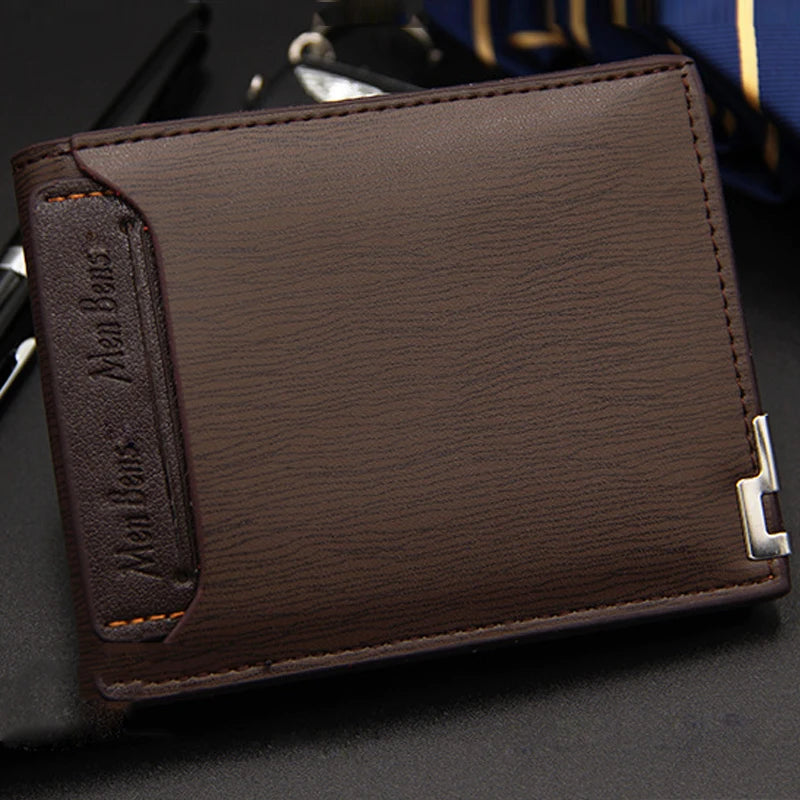 Men's Luxury PU Leather Wallet - Slim Short Card Holder, Designer Billfold Purse for Men (Portable & Stylish)