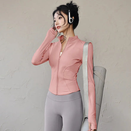 Slim Fit Short Waist-Cinching Running And Cycling Jacket Quick Dry Breathable Polyester Yoga Fitness Wear Women's Outerwear