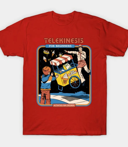 Telekinesis For Beginners T-Shirt Funny illustration pattern Short Sleeves Men Women Loose Cotton T Shirt O-Neck Breathable Tees