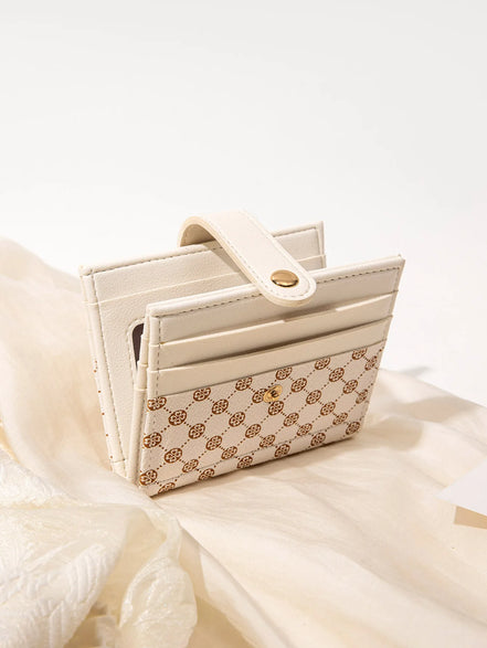 Luxury Classic Folding Wallet Small Lightweight Women's Wallet Retro Print Mini Card Holder Multi-function ID Card Coin Purse