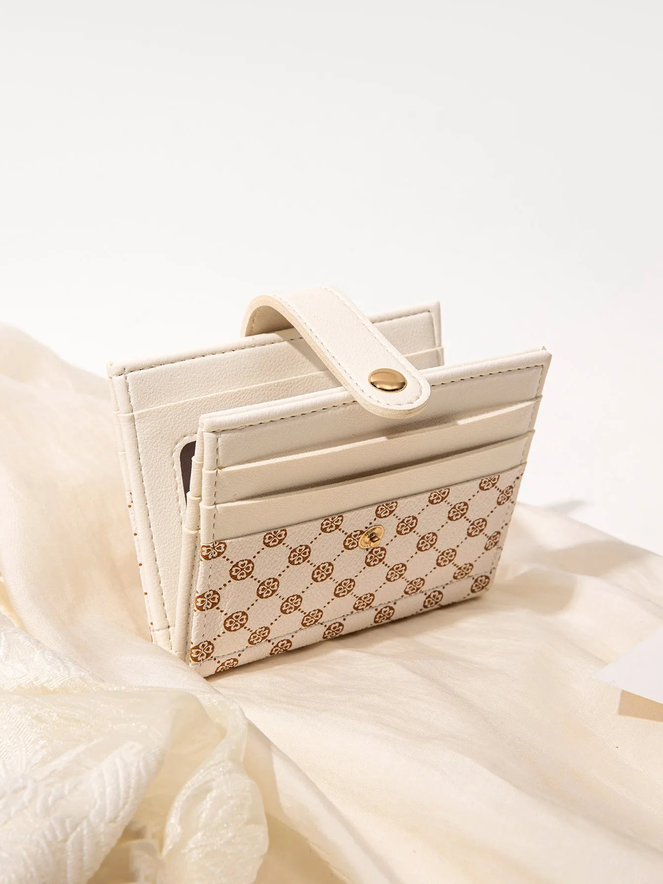 Luxury Classic Folding Wallet Small Lightweight Women's Wallet Retro Print Mini Card Holder Multi-function ID Card Coin Purse