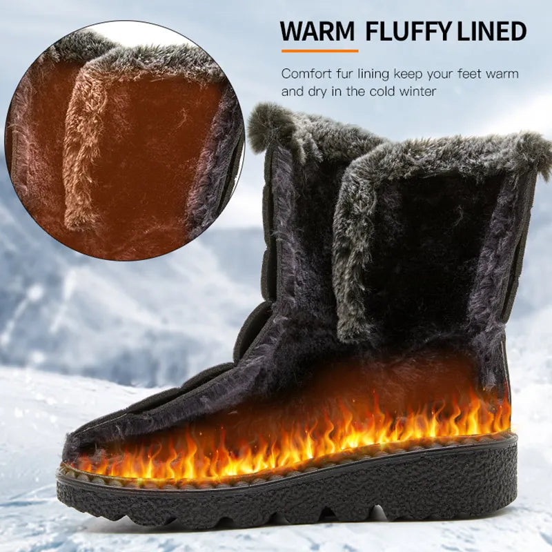 Women's Boots 2025 Trend Winter Shoes For Woman Winter Boots Ankle Low Heels Botas Mujer Waterproof Snow Boots With Fur Shoes