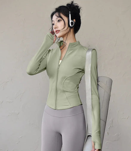 Slim Fit Short Waist-Cinching Running And Cycling Jacket Quick Dry Breathable Polyester Yoga Fitness Wear Women's Outerwear