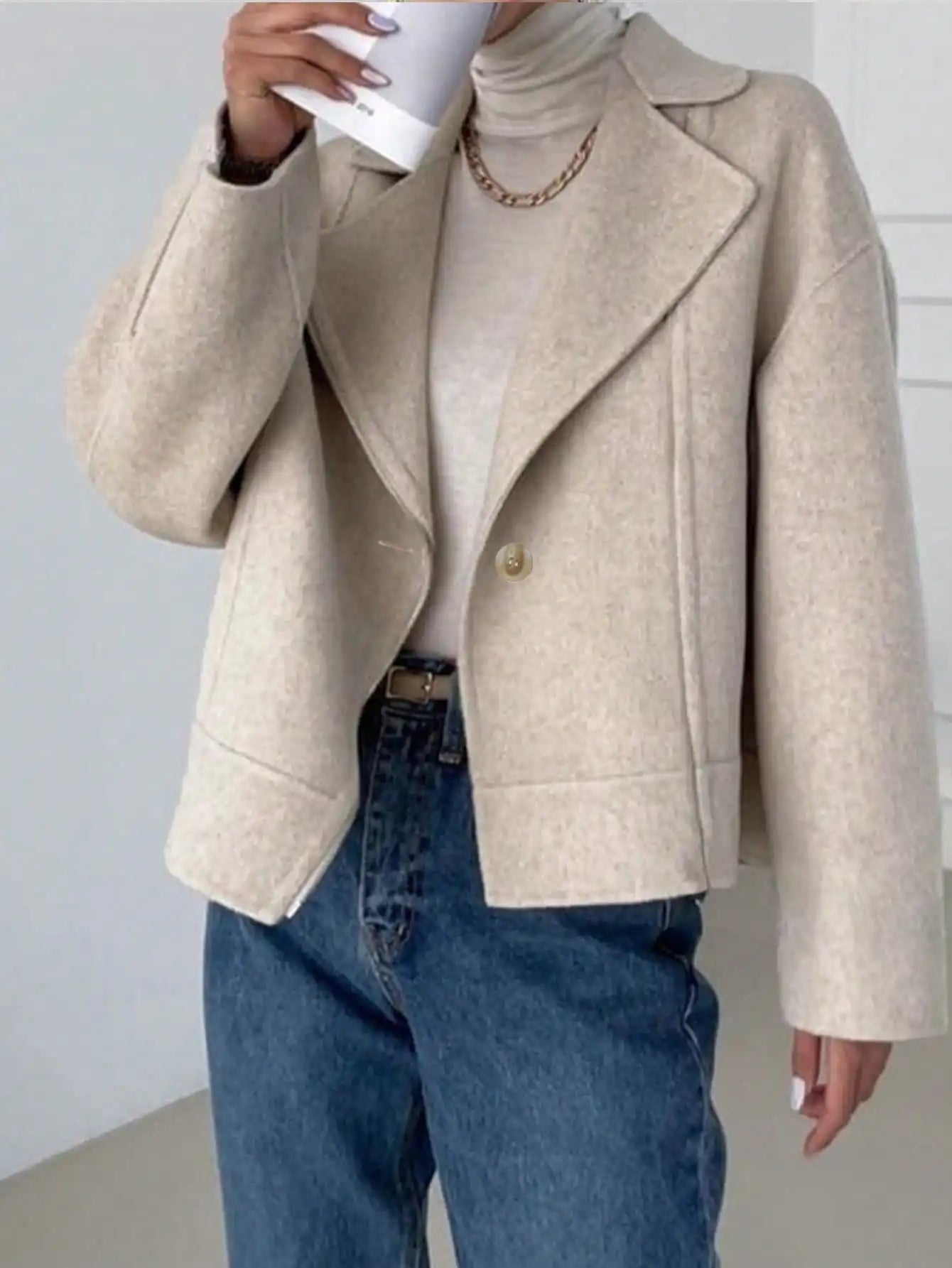 Women's Fall Winter Jacket Dress, Retro Simple Style Casual Full Match Cardigan, Ladies Autumn Winter, Fashionable Women's Cloth