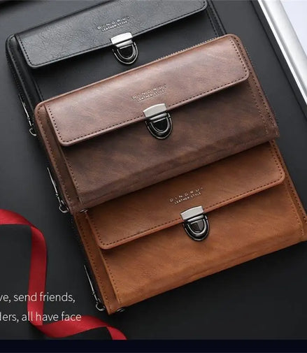 Luxury PU Wallet with Long Zipper for Men and Women; Multi-Card Slots, Coin Pocket, Phone Bag and Business Style Purse.