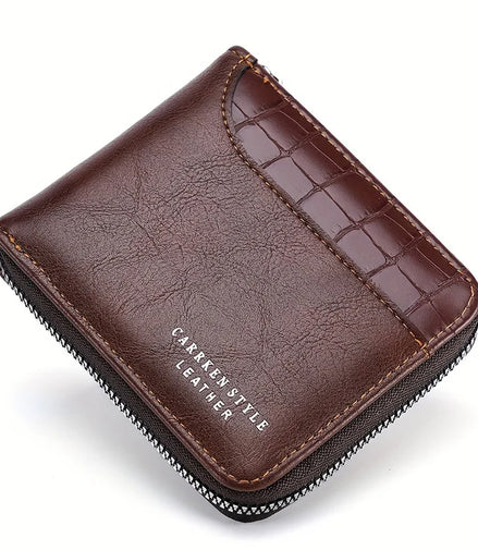 Leather Men’s Wallet Luxury Mens Purse Male Zipper Card Holders with Coin Pocket Rfid Wallets Gifts for Men Money Bag