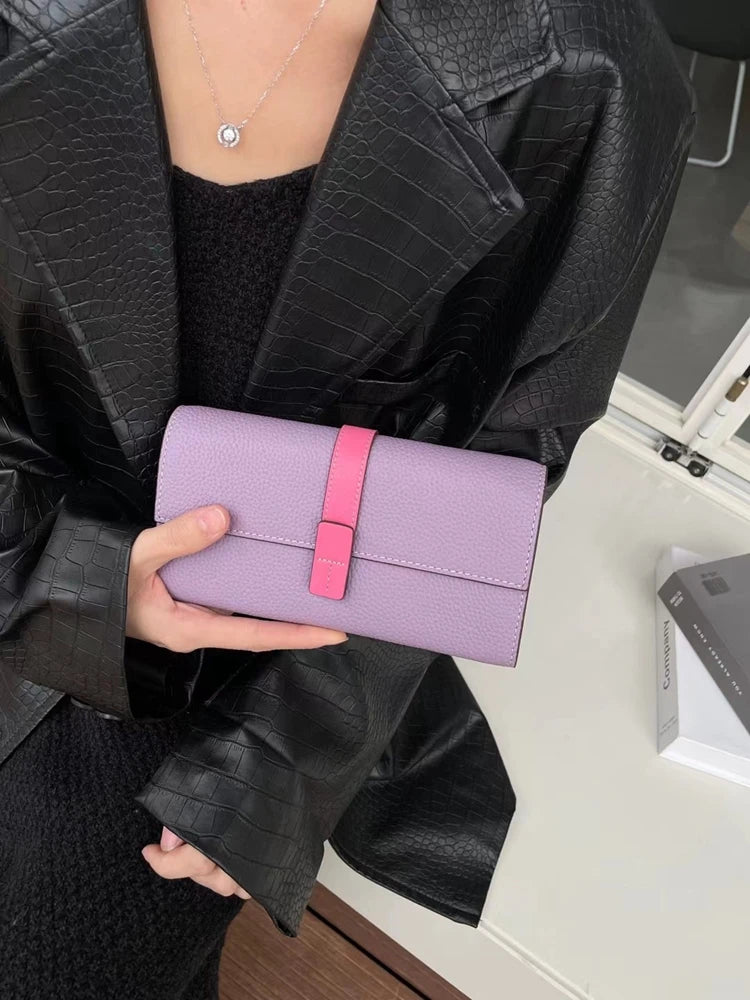 Luxury Genuine Leather Women Long Wallet  Female Card Holder Clutch Bag Classic Ladies Fashion Design Leather Coin Purse