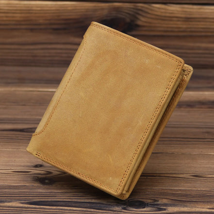 Genuine Leather Wallet for Men Mini Money Bags Short Purse Credit Card Holder Cash Coin Pocket Male Small Solid Standard Wallets