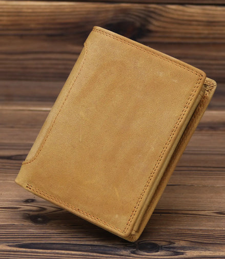 Genuine Leather Wallet for Men Mini Money Bags Short Purse Credit Card Holder Cash Coin Pocket Male Small Solid Standard Wallets