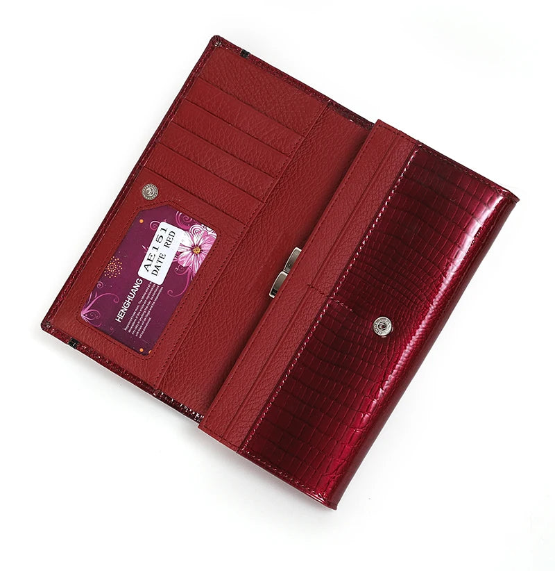 Luxury Brand Ladies Wallet Genuine Leather Purse Bag Long Real Cow Leather Woman Wallet for Coins and Cards