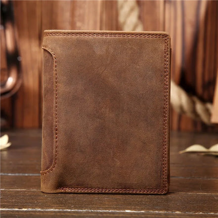 Genuine Leather Wallet for Men Mini Money Bags Short Purse Credit Card Holder Cash Coin Pocket Male Small Solid Standard Wallets