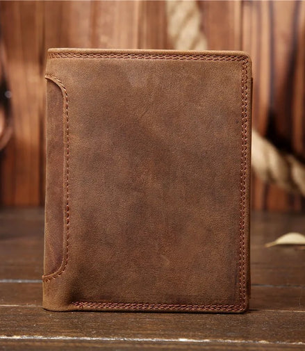 Genuine Leather Wallet for Men Mini Money Bags Short Purse Credit Card Holder Cash Coin Pocket Male Small Solid Standard Wallets