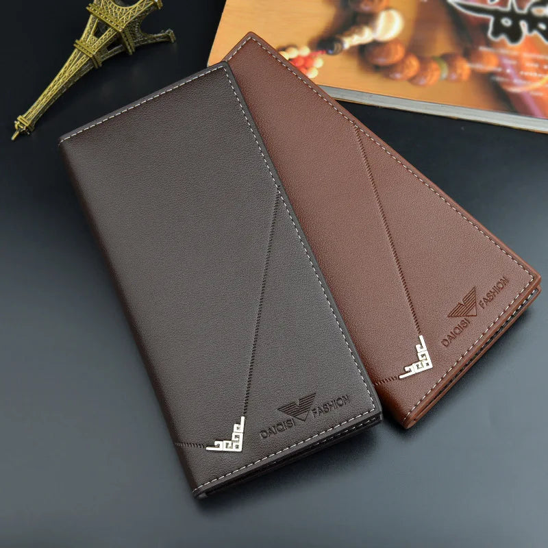 NEW Men Luxury PU Leather Wallet ID Credit Bank Card Holder Purse Checkbook Money Long Clutch Bifold Male Standard Wallets