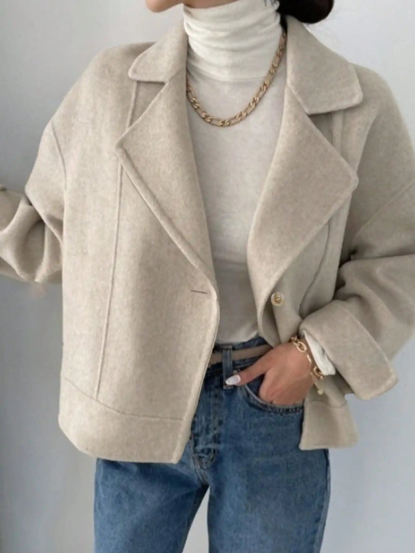 Women's Fall Winter Jacket Dress, Retro Simple Style Casual Full Match Cardigan, Ladies Autumn Winter, Fashionable Women's Cloth