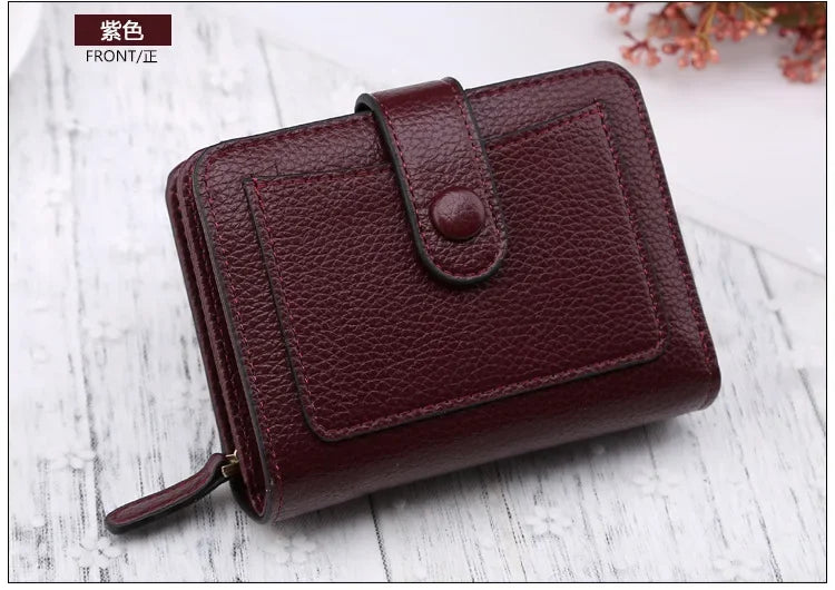 Luxury Brand Women Wallets Red Black PU Leather Small Mini Coin Purse Hasp Card Holder Lady Wallet Zipper Female Leather Buckle