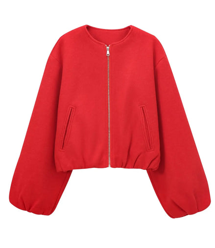 MUJER Black Bomber Jackets for Women Zipper Varsity Jackets Women Soft Cropped Jackets Woman 2025 Long Sleeve Winter Coat Female