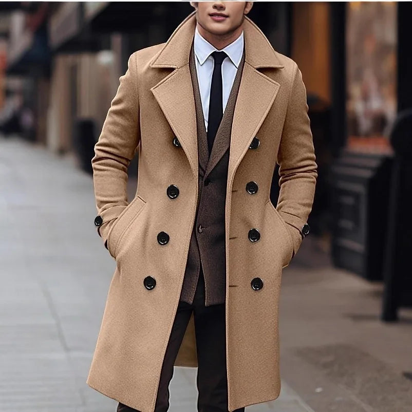 Fashionable Men's Woolen Coat Mid-Length Stylish Windbreaker Jacket in Various Colors And Sizes Urban Casual Winter Outerwear