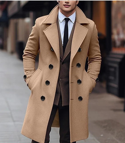 Fashionable Men's Woolen Coat Mid-Length Stylish Windbreaker Jacket in Various Colors And Sizes Urban Casual Winter Outerwear