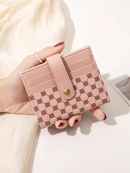 Luxury Classic Folding Wallet Small Lightweight Women's Wallet Retro Print Mini Card Holder Multi-function ID Card Coin Purse