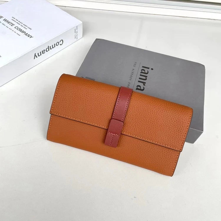 Luxury Genuine Leather Women Long Wallet  Female Card Holder Clutch Bag Classic Ladies Fashion Design Leather Coin Purse