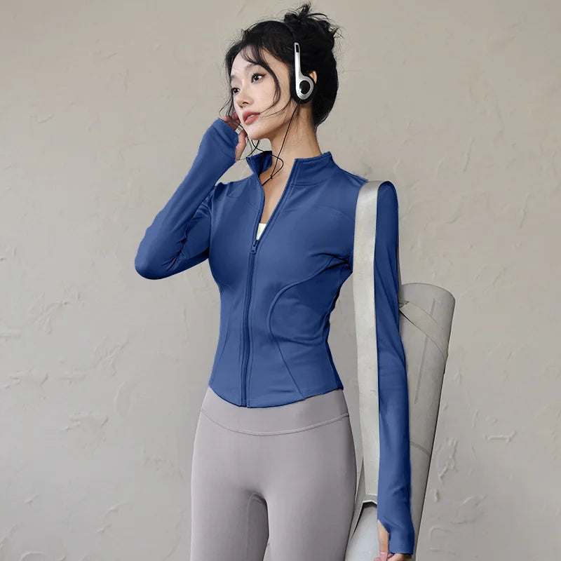 Slim Fit Short Waist-Cinching Running And Cycling Jacket Quick Dry Breathable Polyester Yoga Fitness Wear Women's Outerwear