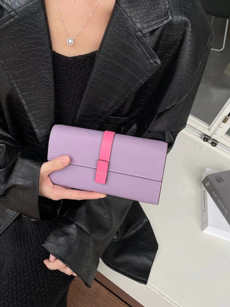 Luxury Genuine Leather Women Long Wallet  Female Card Holder Clutch Bag Classic Ladies Fashion Design Leather Coin Purse